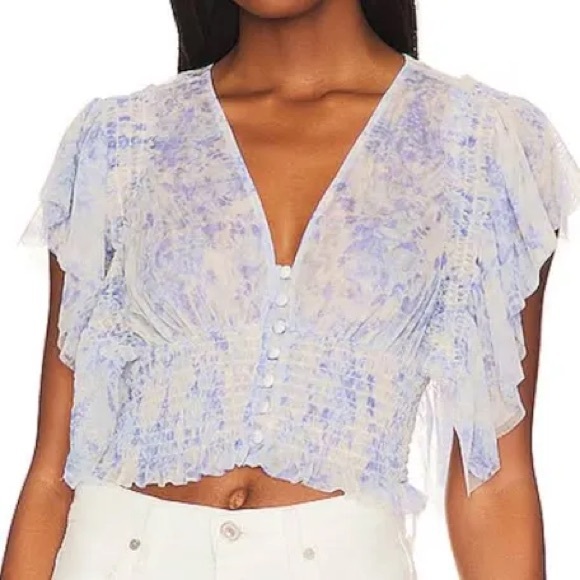 FREE PEOPLE Floral Blue Women's Top - Picture 9 of 9